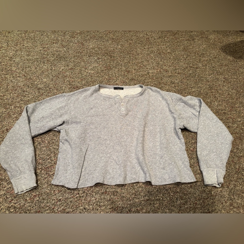 Brandy Melville Light Gray Henley Top